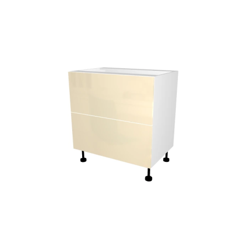 MEUBLE DE CUISINE BAS 2 TIROIRS , CASABLANCA , BEIGE BRILLANT , L 80 cm x H 72 cm x P 56 cm