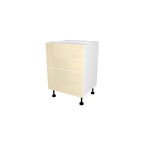MEUBLE DE CUISINE BAS 2 TIROIRS , CASABLANCA , BEIGE BRILLANT , L 60 cm x H 72 cm x P 56 cm