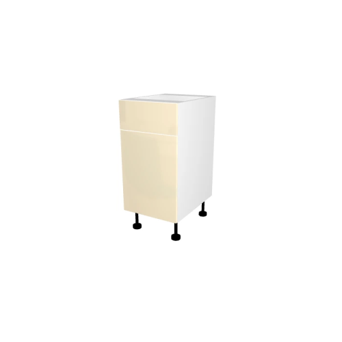 MEUBLE DE CUISINE BAS 1 TIROIR + 1 PORTE , CASABLANCA , BEIGE BRILLANT , L 40 cm x H 72 cm x P 56 cm