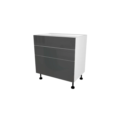 MEUBLE DE CUISINE BAS 3 TIROIRS , STELLA , GRIS BRILLANT , L 80 cm x H 72 cm x P 56 cm