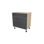MEUBLE DE CUISINE BAS 3 TIROIRS , STELLA , GRIS BRILLANT , L 80 cm x H 72 cm x P 56 cm