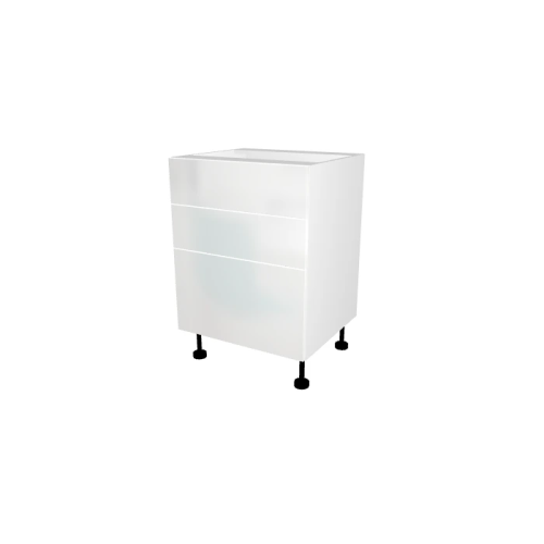 MEUBLE DE CUISINE BAS 3 TIROIRS , ROMA , BLANC BRILLANT , L 60 cm x H 72 cm x P 56 cm