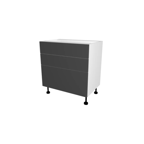 MEUBLE DE CUISINE BAS 3 TIROIRS , BODRUM , GRIS MAT , L 80 cm x H 72 cm x P 56 cm