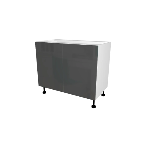 MEUBLE DE CUISINE SOUS ÉVIER , STELLA , GRIS BRILLANT , L 100 cm x H 72 cm x P 56 cm
