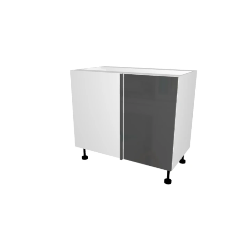 MEUBLE DE CUISINE ANGLE SOUS ÉVIER , STELLA , GRIS BRILLANT , L 100 cm x H 72 cm x P 56 cm