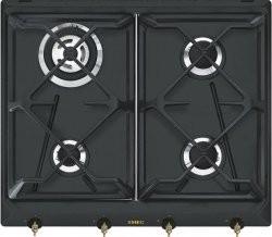 SMEG Taque gaz - 60 cm - 4 brûleurs avec sécurité thermocouples - anthracite - Coloniale Smeg