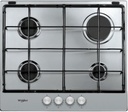 WHIRLPOOL Taque au Gaz 58cm, 4 brûleurs , 2 repose-casserole émaillés, inox Whirlpool
