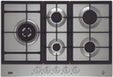BEKO Taque Gaz inox 75 cm, 4 brûleurs + 1 Wok, boutons, Inox Beko