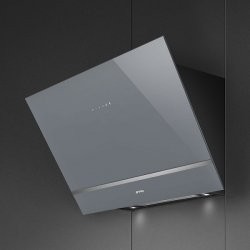 SMEG Hotte décorative murale inclinée design 80 cm - 720 m³/h - A- inox/verre argent Smeg