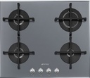 SMEG Taque gaz 60cm - semi-affleurante - 60 cm - 4 brûleurs - verre argent Smeg