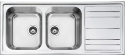 [LPR116] SMEG Evier semi-affleurant réversible, 116cm, 2 cuves + égouttoir droit, radius 80mm, inox Smeg