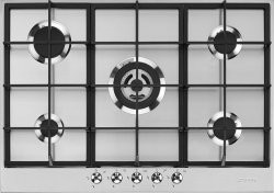 [PX375] SMEG Table de cuisson gaz 72 cm- 5 brûleurs - inox - thermocouples de sécurité Smeg