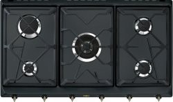 [SRV896AOGH] SMEG Taque gaz - 90 cm - 5 brûleurs avec sécurité thermocouples - anthracite - Coloniale Smeg